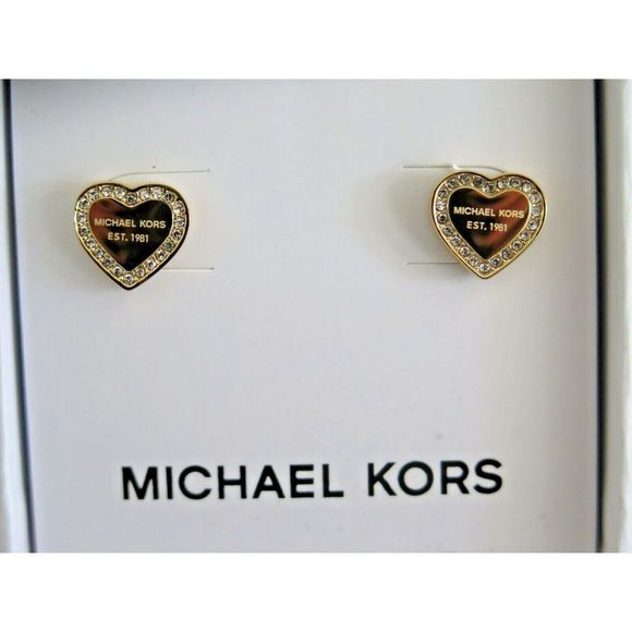  Michael Kors MK Monogram Logo Pave Stud Earrings